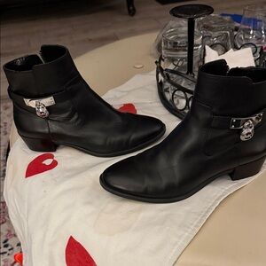 Michael Kors Black Boots with Silver Buckle